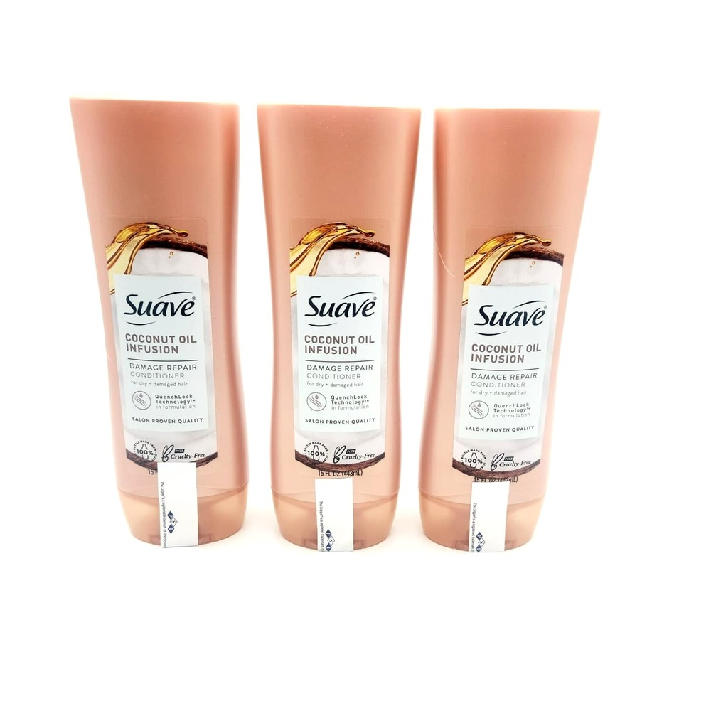 3-Pack Suave Conditioner 15oz Each Coconut Oil Daily Moisture‎ Care